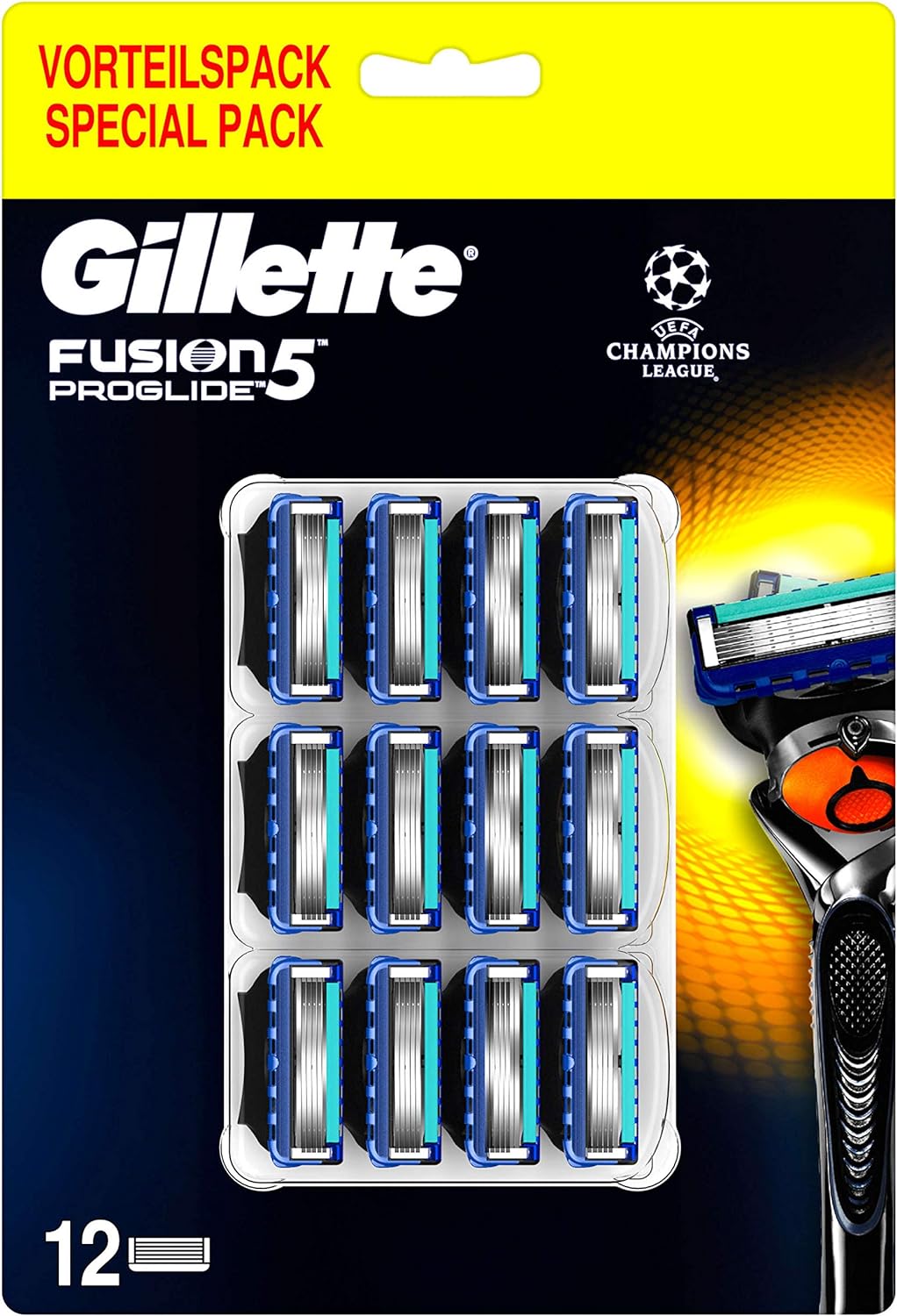 Gillette Fusion 5 ProGlide Rasierklingen mit Trimmerklinge für Präzision und Gleitbeschichtung, 12 E
