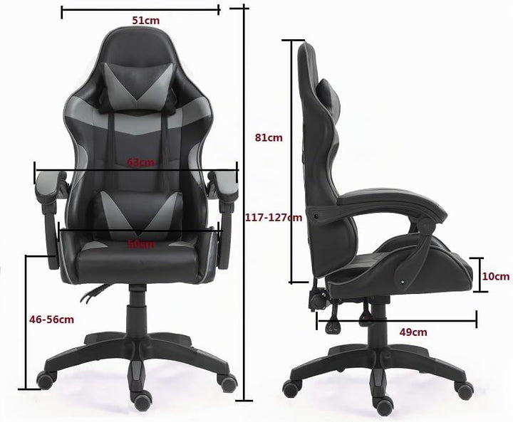 mcc direct Bürostuhl Ergonomisch, Schreibtischstuhl, Drehstuhl, Gaming Sessel, Gamingstuhl (Grau), G