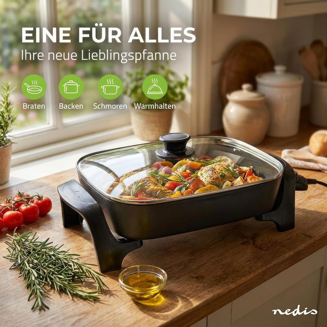 Elektrische Pfanne - 40 cm - Dickwandiges Aluminium-Gussgehäuse Single, Single