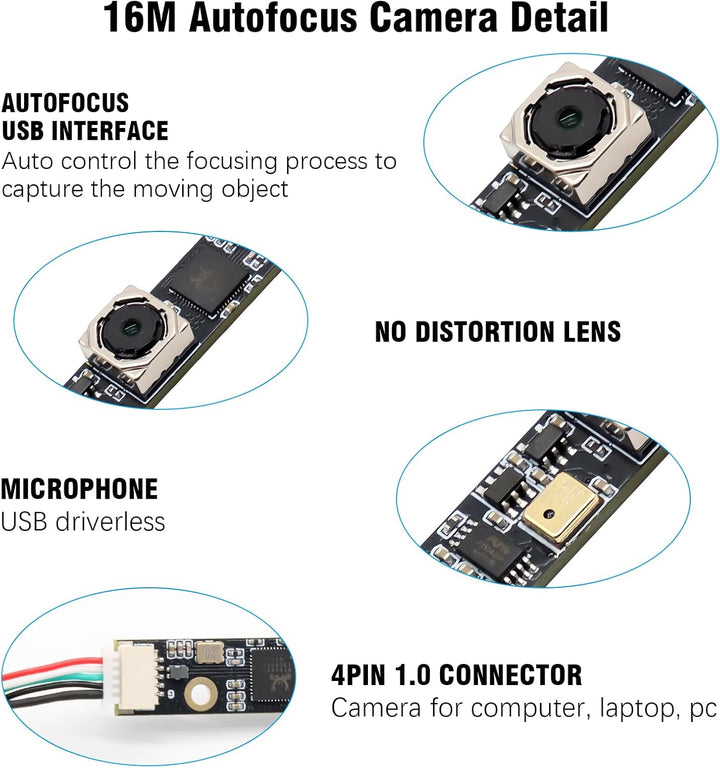 USB Kamera modul Autofokus mit Mikrofon Binghe 8MP Autofokus Kamera 60° Autofoku Kameramodul mit 1m