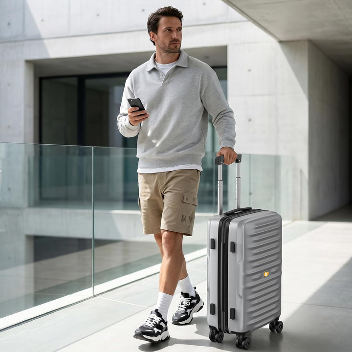 MGOB Koffer Handgepäck Hartschalen Trolley Polycarbonat Leicht Reisekoffer mit TSA-Schloss, 55x36x21