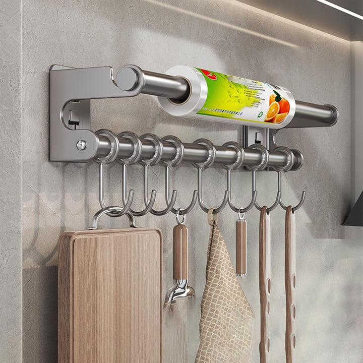 Hakenleiste Küche ohne Bohren mit 8 Haken | Küchenutensilienhalter, Küchenleiste, Küchen Organizer,