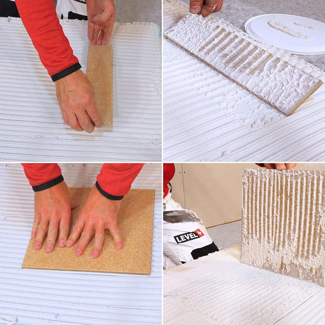 Fertig Fliesenkleber 25 kg Fertig + Kunstoffzahnspachtel Steinkleber Flexmörtel Weiss Dispersions-Kl