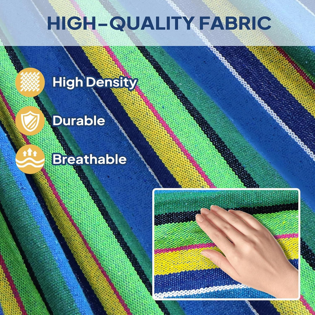 ANYOO Hängematte Outdoor Baumwolle Bequemer Stoff mit Baumfreundlichen Gurten zum Aufhängen, Robuste