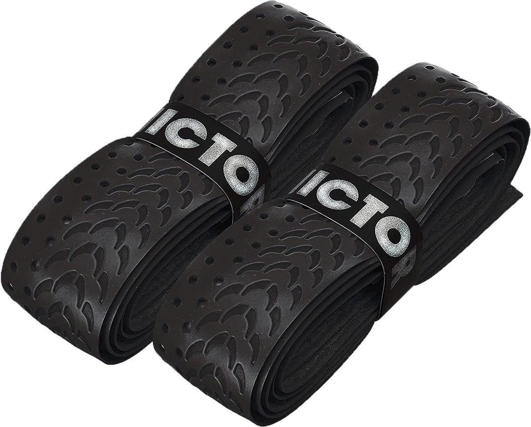 VICTOR Fishbone Griffband Grip, schwarz & grau (Schwarz, 3er) 3er Schwarz, 3er Schwarz