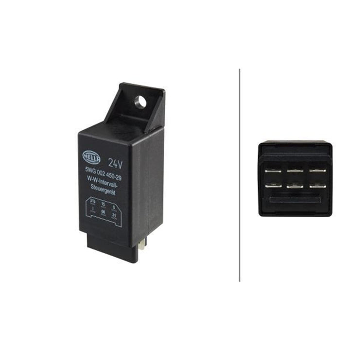 HELLA - Relais, Wisch-Wasch-Intervall - 24V - 6-polig - mit Halter - 5WG 002 450-291
