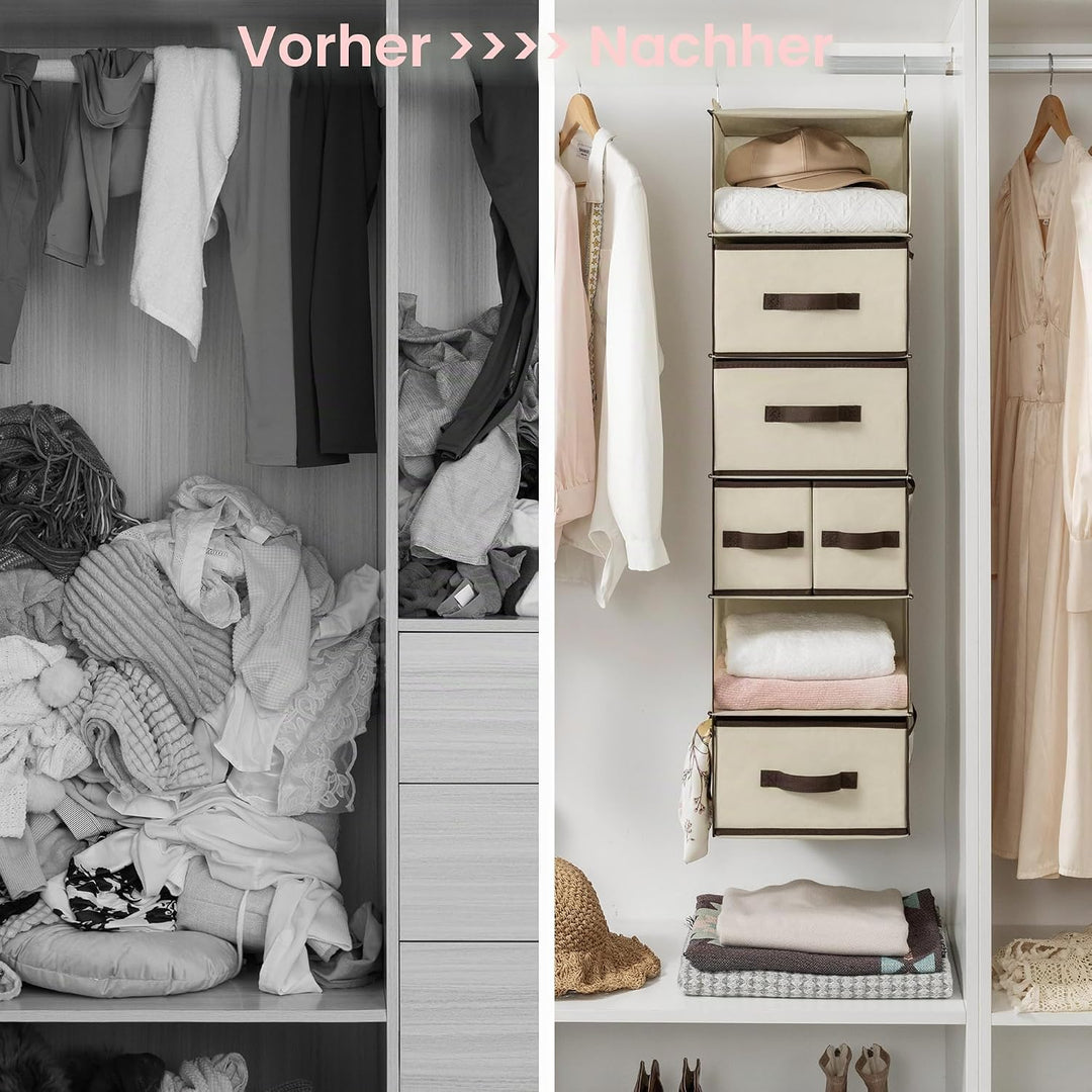 GRANNY SAYS Kleiderschrank Organizer Hängend, 1 Stück Hängeorganizer mit Schubladen, Beige Hängeaufb