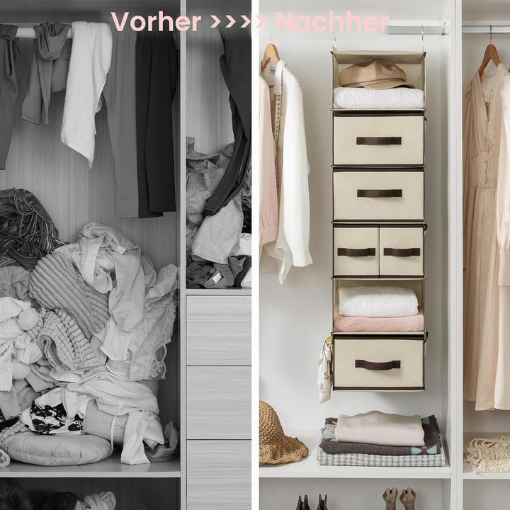 GRANNY SAYS Kleiderschrank Organizer Hängend, 1 Stück Hängeorganizer mit Schubladen, Beige Hängeaufb