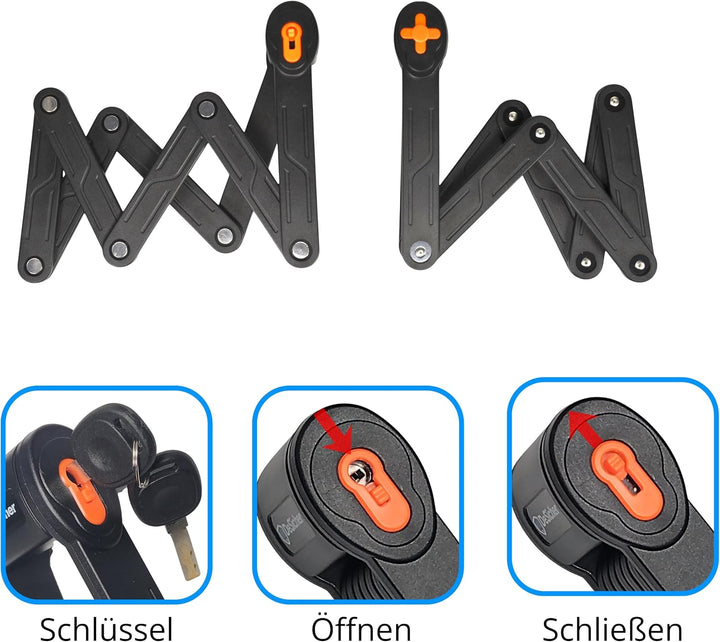 Segmental-Lock 100 cm – Premium Faltbares Fahrradschloss aus gehärtetem Stahl, Hochsicherer Diebstah