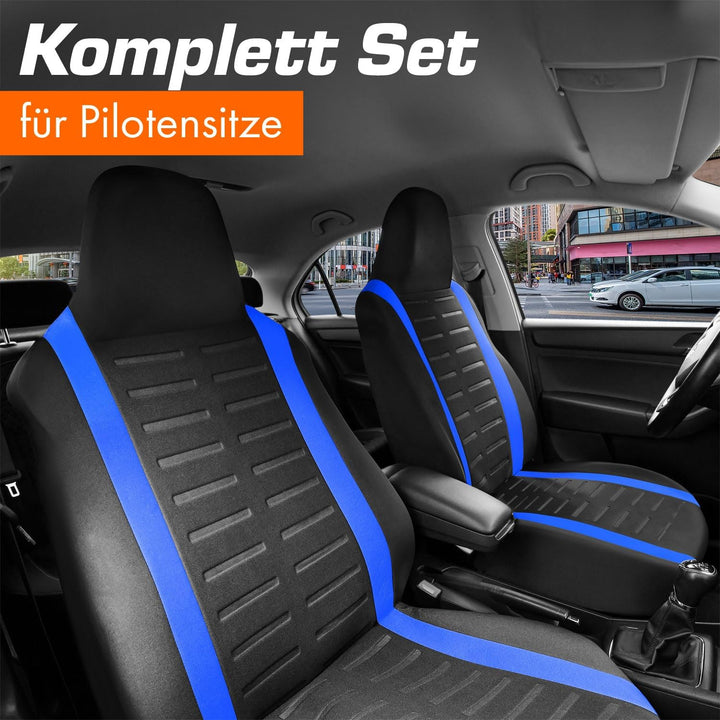 Upgrade4cars Autositzbezüge Set für Pilotensitze | Autositzbezug Komplettset in Blau | Autoschonbezü