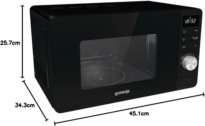 Gorenje MO 20 A3B Mikrowelle, SmartDisplay Funktion, 20 Liter - 800 Watt - Schwarz