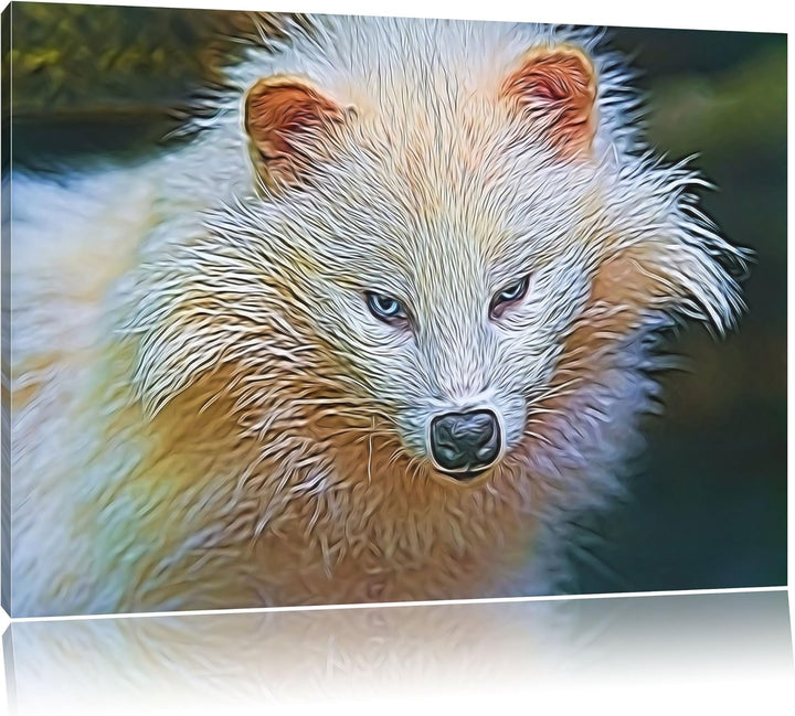 kleiner Polarfuchs Deluxe Format: 100x70 cm auf Leinwand, XXL riesige Bilder fertig gerahmt mit Keil