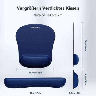 TECKNET Mauspad mit Handauflage, Gelkissen Mousepad und Ergonomische Memory Foam Tastatur Handgelenk