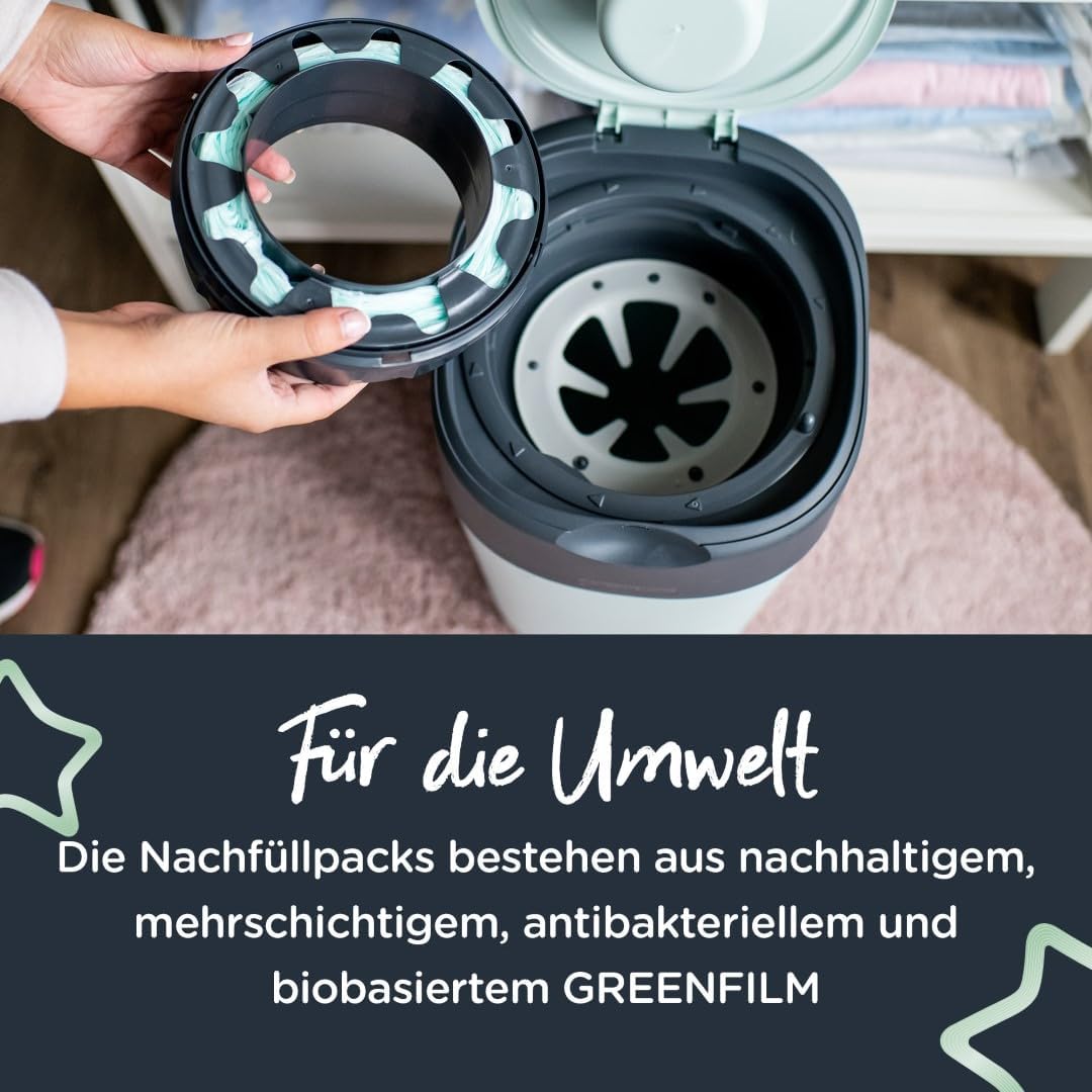 Tommee Tippee Windeleimer Nachfüllkassetten für Twist & Click, nachhaltiger antibakterieller GREENFI