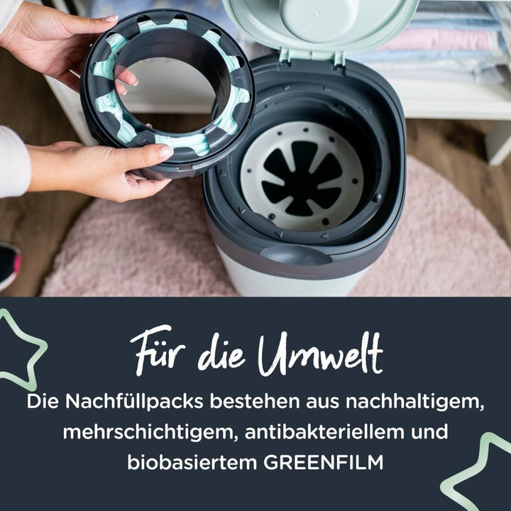 Tommee Tippee Windeleimer Nachfüllkassetten für Twist & Click, nachhaltiger antibakterieller GREENFI