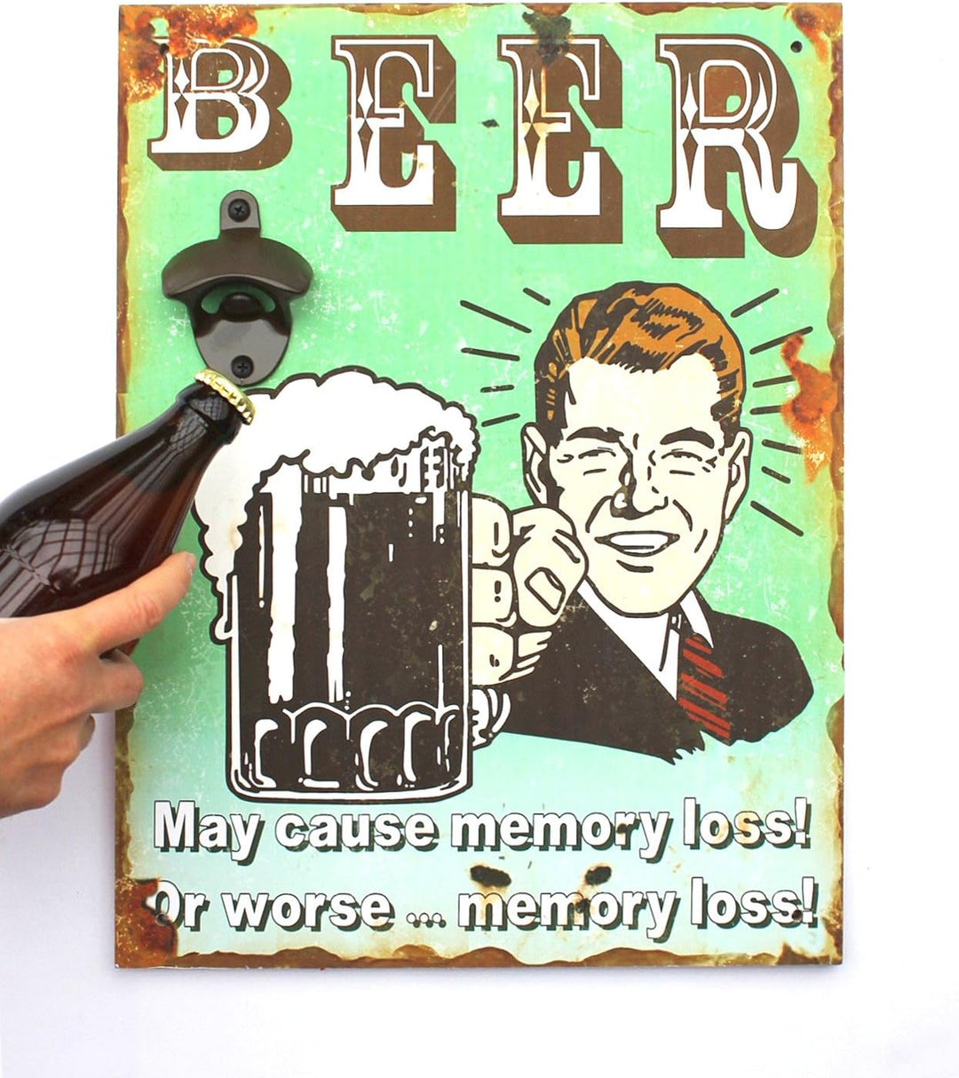 D&M Wandbild Beer mit Flaschenöffner 40cm Bieröffner 21261 Wandflaschenöffner Öffner (21261 Grün), 2