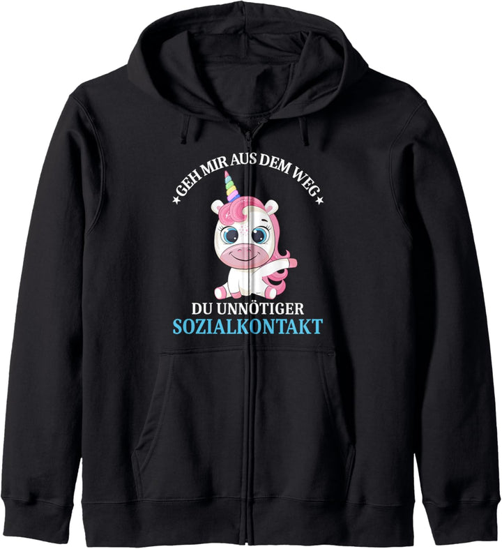 Geh mir aus dem Weg du unnötiger Sozialkontakt Süsses Einhorn Kapuzenjacke