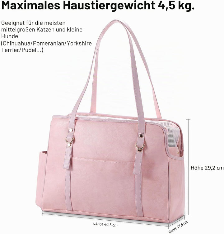 Hundetragetasche, modische Leder-Haustier-Tragetasche mit Taschen, von Fluggesellschaften zugelassen