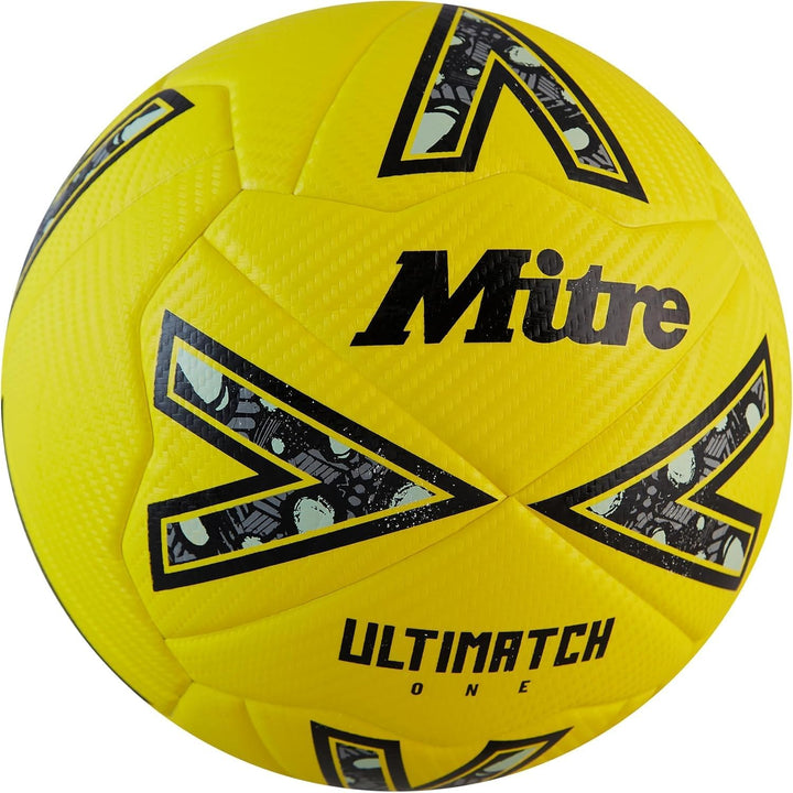 Mitre Ultimatch Fussball | verbesserte Ballkontrolle Fluoreszierendes Gelb/Schwarz/Circular-Grau 3,