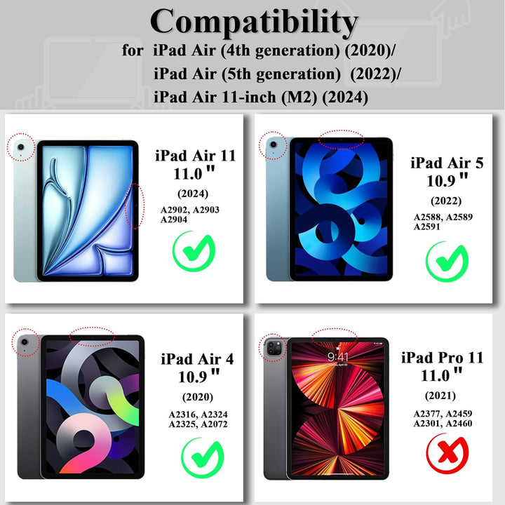 LUCMO Hülle für iPad Air 11 Zoll M3 / M2 / Air 5 / Air 4 10,9 Zoll, PU Leder Schutzhülle mit Ständer