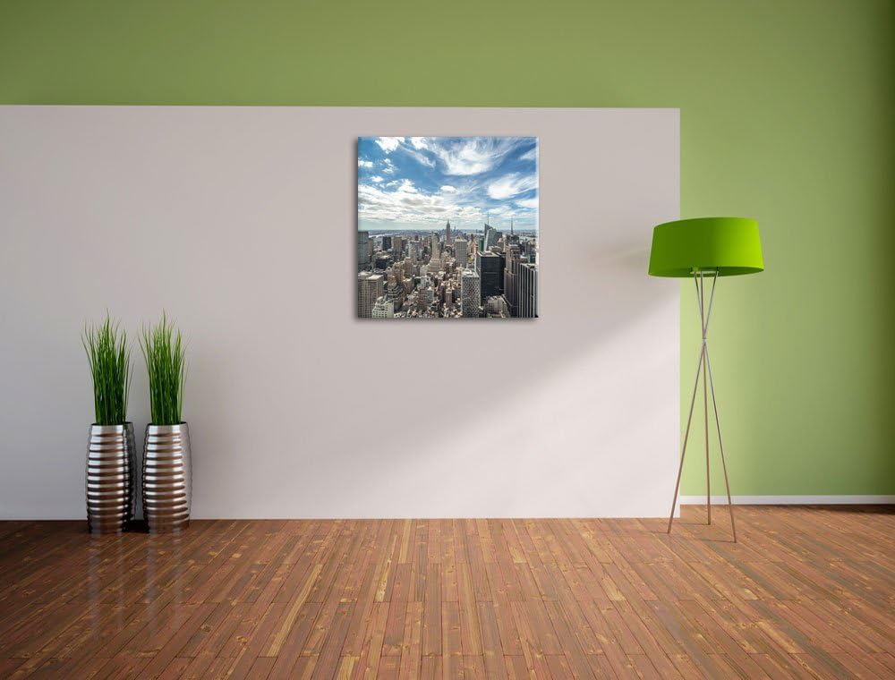 New York Skyline, Format: 70x70 auf Leinwand, XXL riesige Bilder fertig gerahmt mit Keilrahmen, Kuns