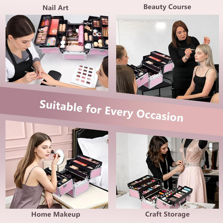 Kosmetikkoffer Schminkkoffer, Kosmetik Make up Organizer Koffer Make-up Aufbewahrung friseurkoffer M