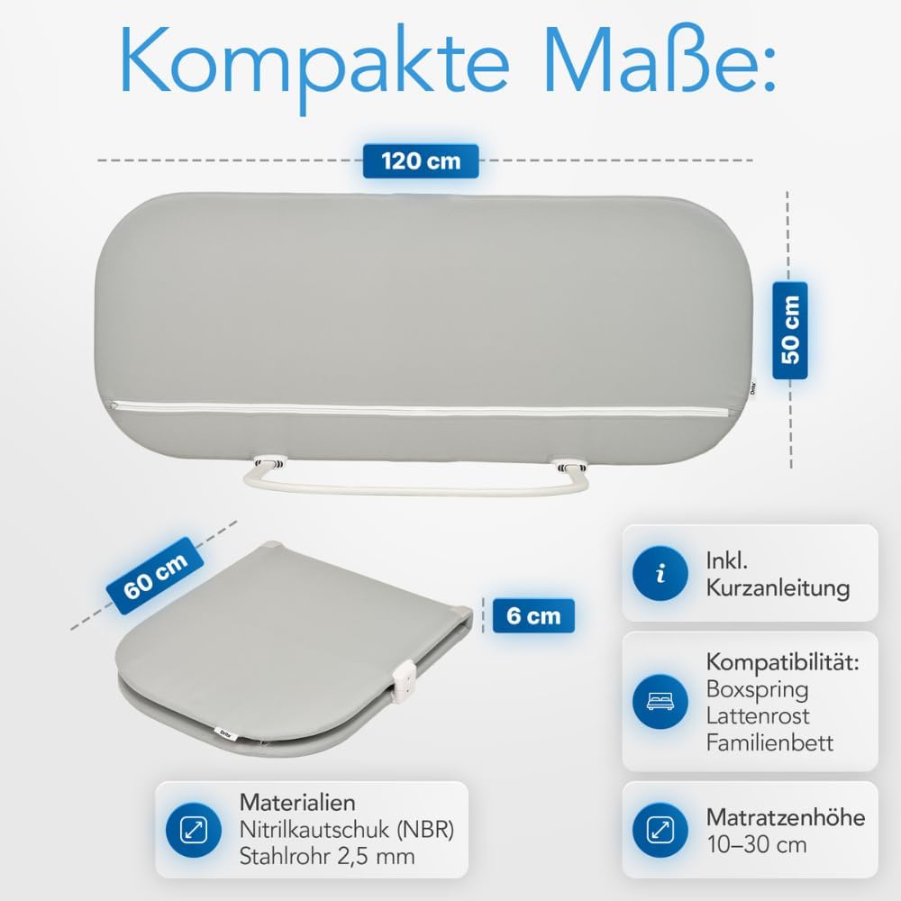 DRITA® Rausfallschutz Bett 120cm, BS 7972 Geprüft, Testsieger Note 1,2, klappbares Bettgitter für Ba