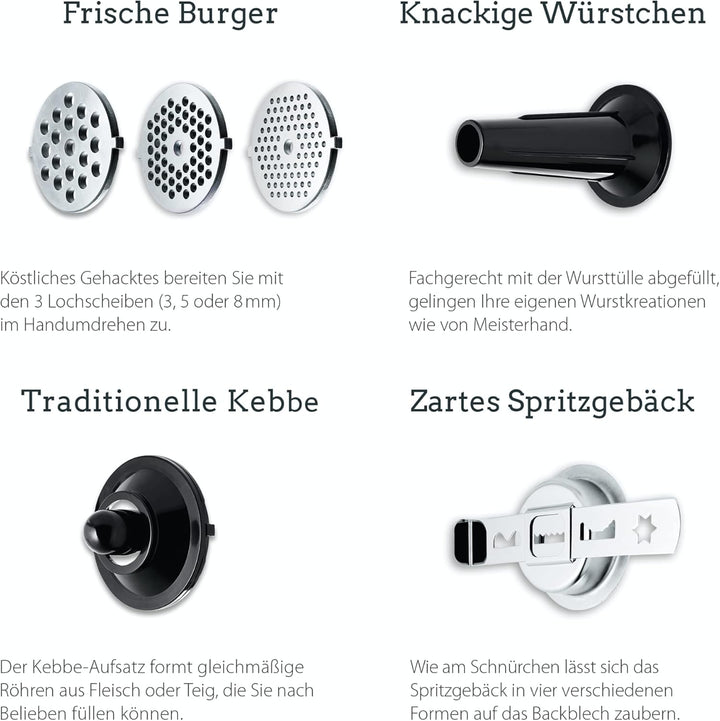 ADE elektrischer Fleischwolf KA1801, 2in1 Maschine Spritzgebäck Presse (elektrisch mit 2000 Watt Lei