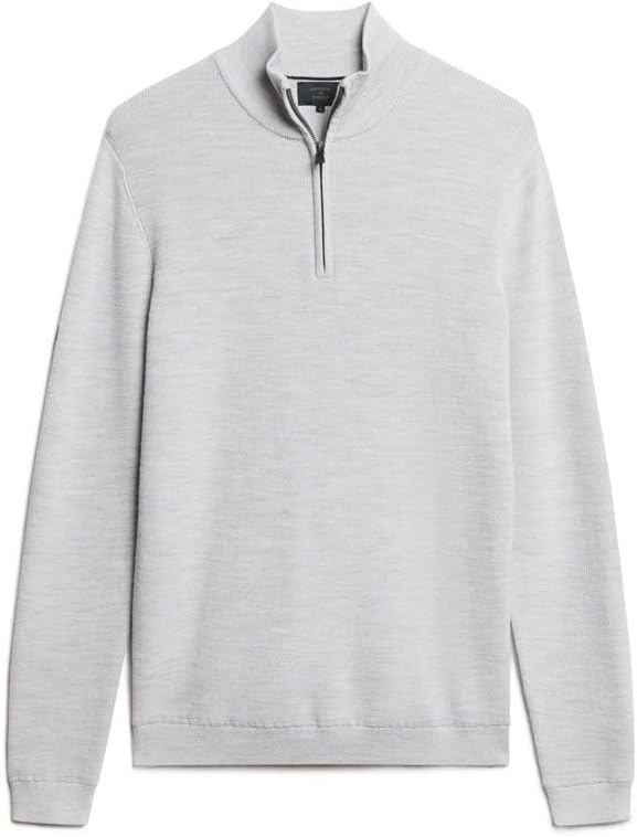 Superdry Herren Merino-Pullover mit halblangem Reissverschluss Mittel Meliert XL
