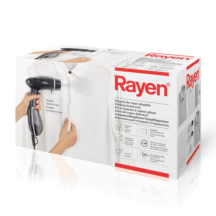 Rayen Vertikales Dampfbügeleisen | Reisebügeleisen | Abnehmbarer Tank 140 ml | Tragbar faltbar | Mas