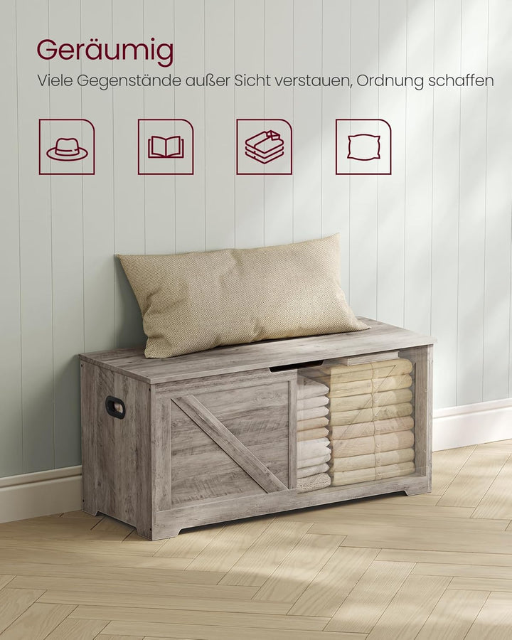 VASAGLE Schuhbank, Sitzbank mit Stauraum, Sitztruhe, 2 Sicherheitsscharniere, Aufbewahrungsschrank,