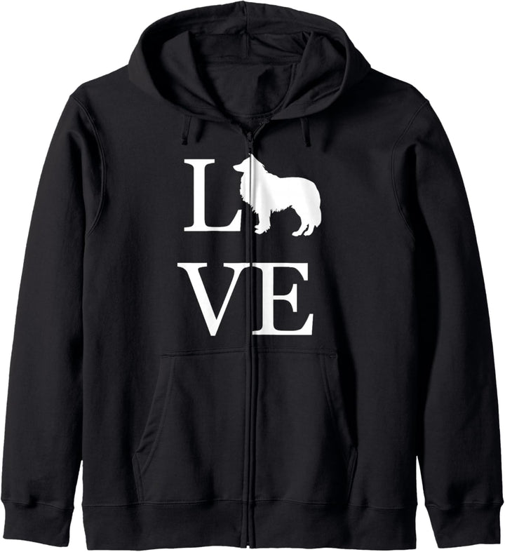 Hundebesitzer-Silhouette "I Love Collie", Weiss Kapuzenjacke