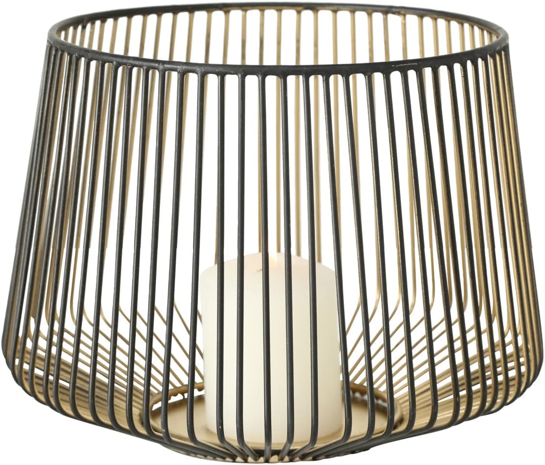 Windlicht Kerzenhalter Eisen schwarz Gold H 10-22 cm XXL 5er Set, Set