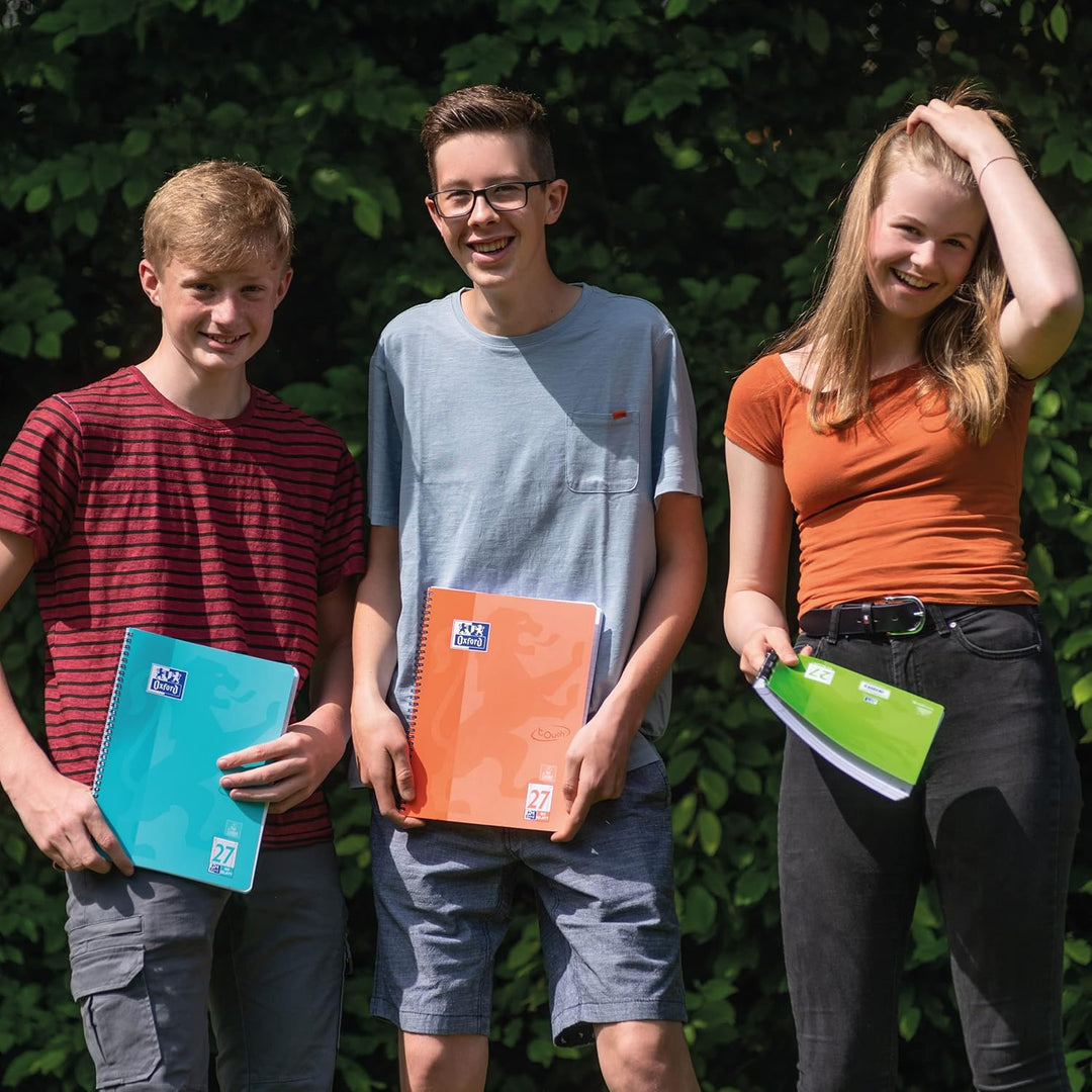 Oxford Touch Collegeblock A4 liniert, mit Doppelrand, 80 Blatt, aqua, 3 Stück liniert, türkis Single