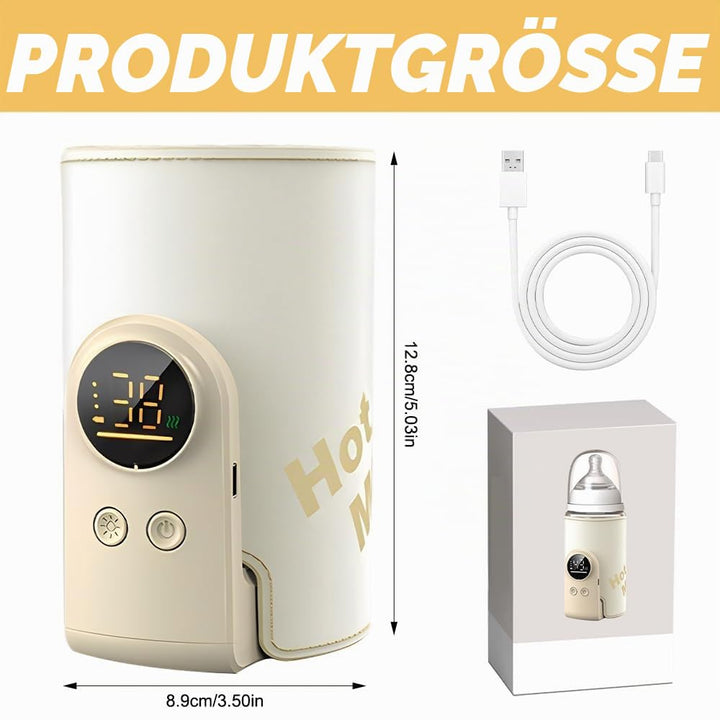 Tragbarer Flaschenwärmer Baby, Flaschenwärmer für Unterwegs, 6 Einstellbare Temperatur 38-50℃, USB-L