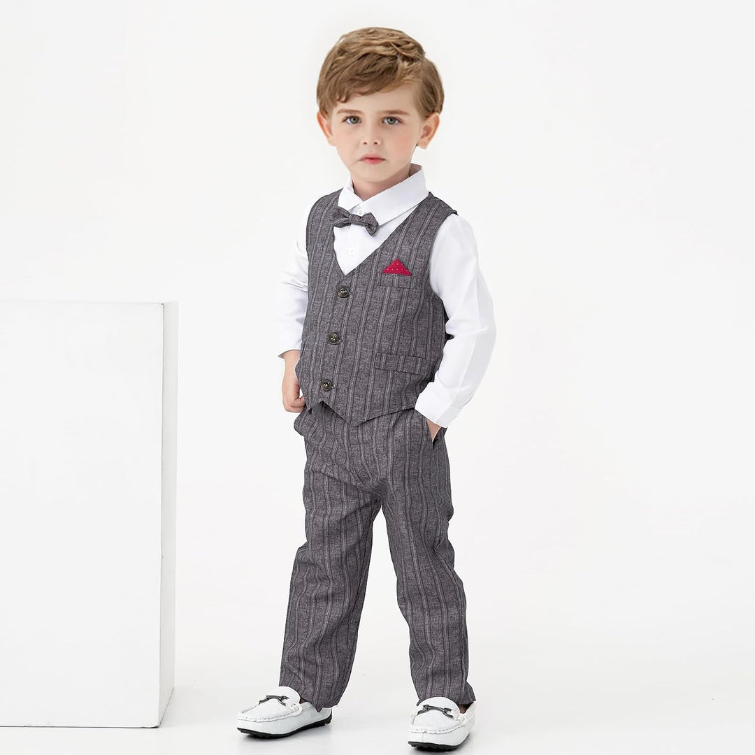 Volunboy Baby Anzug Jungen Anzugweste Hemd mit Fliege für Festlich Hochzeit Bekleidung Set 4tlg 18-2