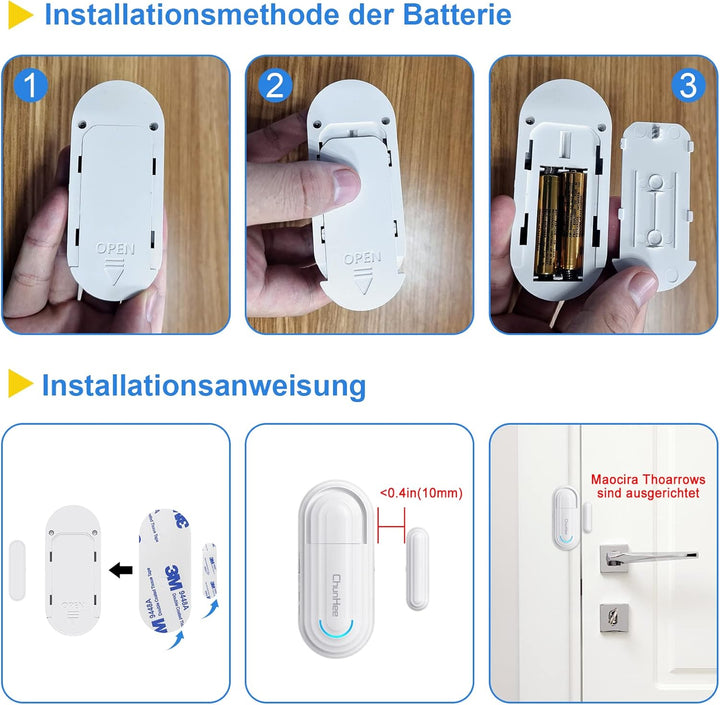 ChunHee Fensteralarm Türalarm Einbruchschutz Alarmanlage Kindersicherheits-Türöffnungsalarm Kontakt