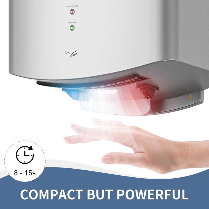 interhasa! Händetrockner automatischer Infrarotsensor handtrockner leise Gewerbe und Haushalt 1250W（