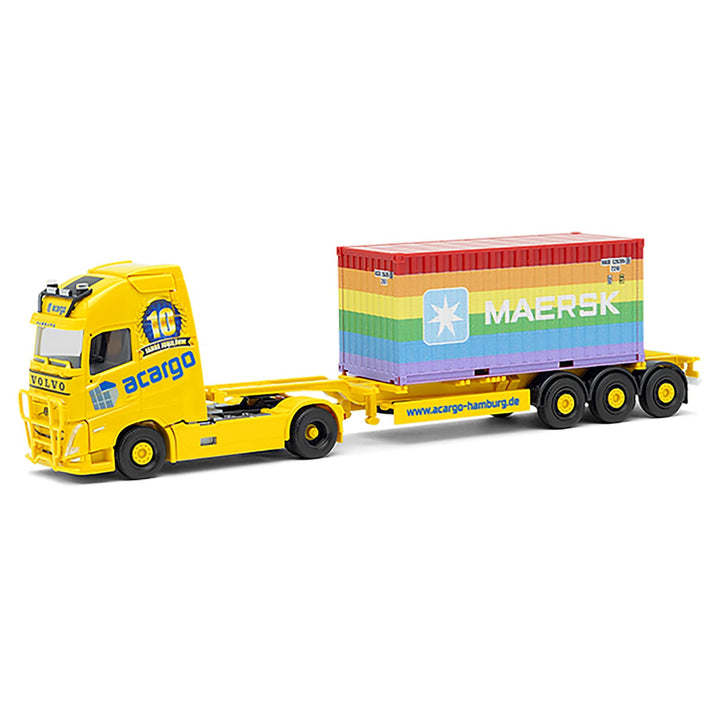 Herpa - Volvo FH Gl. XL 2020 Container-Sattelzug Acargo 10 Jahre / 20 ft. Maersk Rainbouw, 315364, M