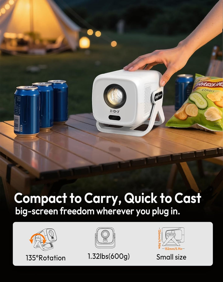 [Kompatibel mit Netflix & Elektrischer Focus] Beamer Gimbal N5 1080P Mini Beamer mit WiFi & Bluetoot