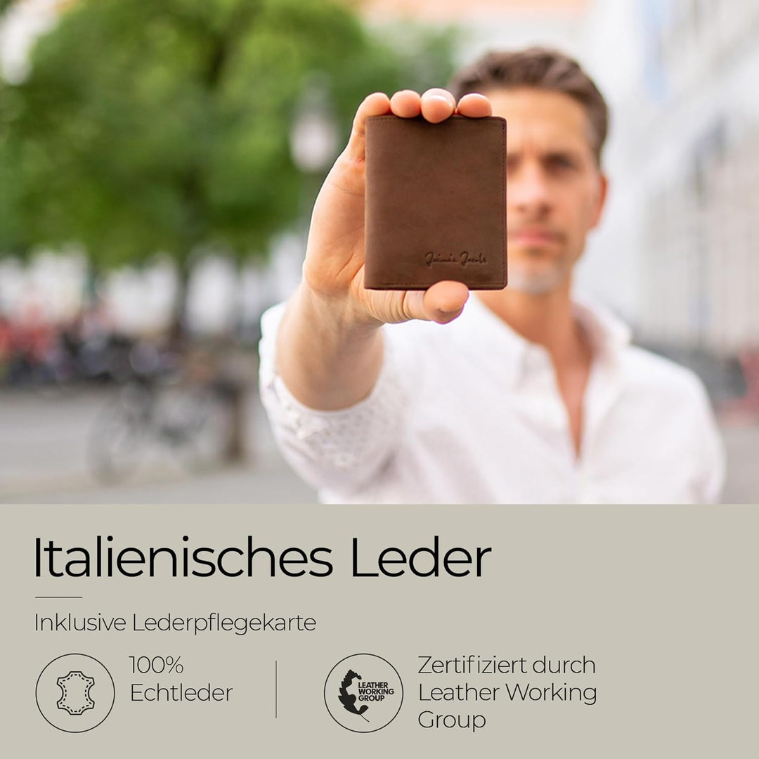 Jaimie Jacobs SLIMSTAR Geldbeutel dünne Geldbörse Leder Slim Wallet Hochformat Herren (Büffelleder D