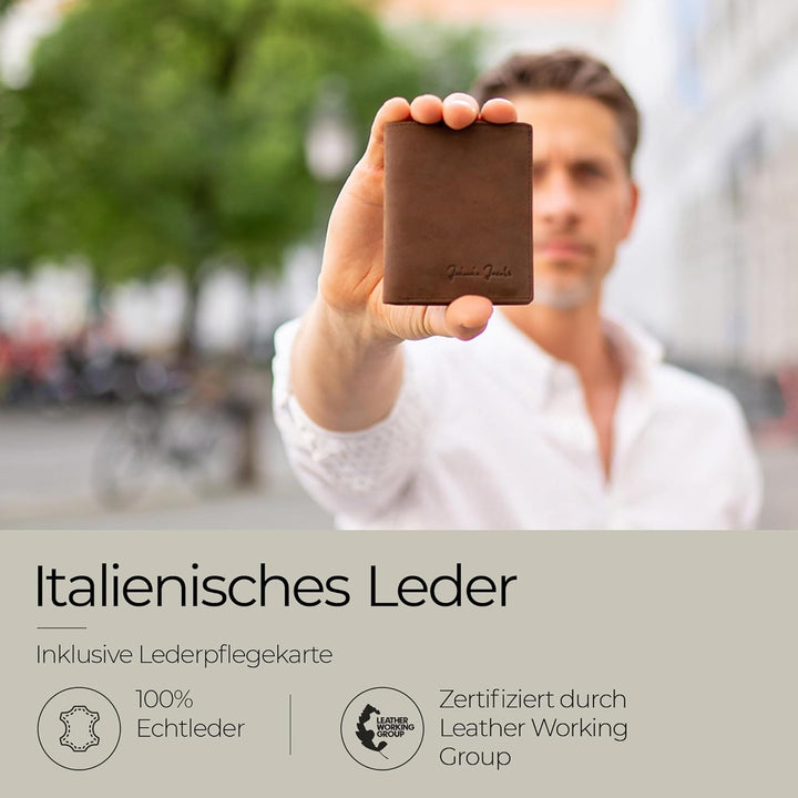 Jaimie Jacobs SLIMSTAR Geldbeutel dünne Geldbörse Leder Slim Wallet Hochformat Herren (Büffelleder D