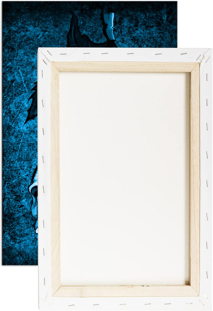 deyoli unheimliche Totenköpfe Format 80x60 Effekt: Monocrome Blau als Leinwandbild, Motiv fertig ger