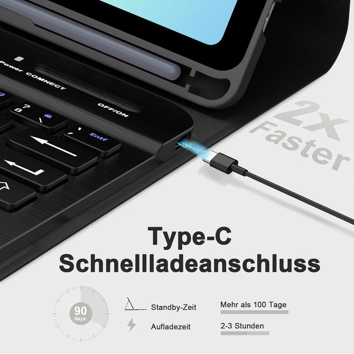 IVEOPPE Hülle mit Tastatur für Samsung Galaxy Tab A11 8.7", Tastatur für Samsung Tablet A11 2025, Ma