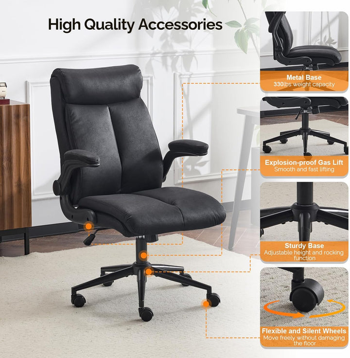 Bonnlo Ergonomischer Bürostuhl, Schreibtischstuhl mit hochklappbarer Armlehne, Computerstuhl, Drehst
