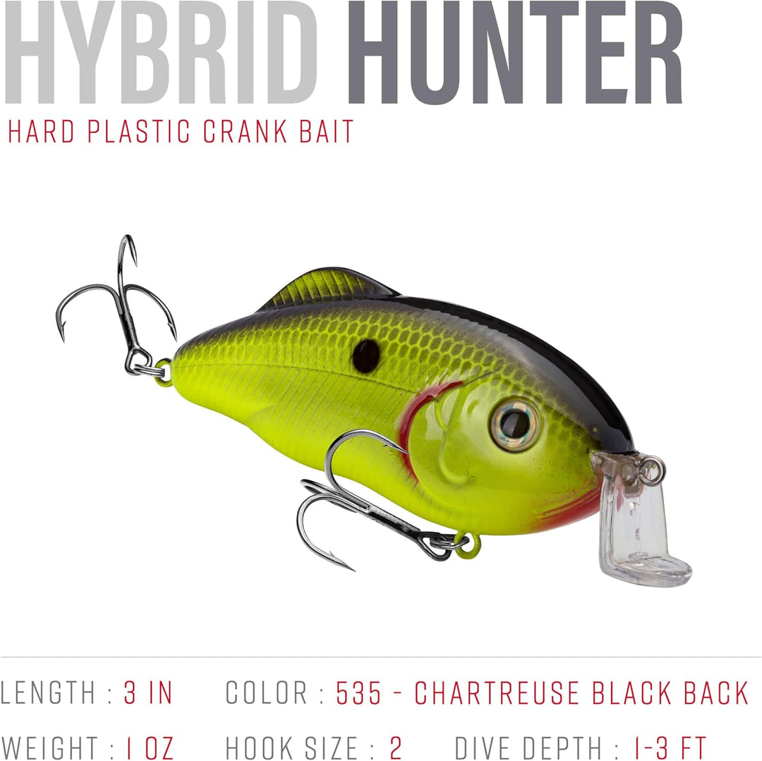 Strike King Hybrid Hunter Shallow Chartreuse mit schwarzer Rückseite 1 oz, Chartreuse mit schwarzer