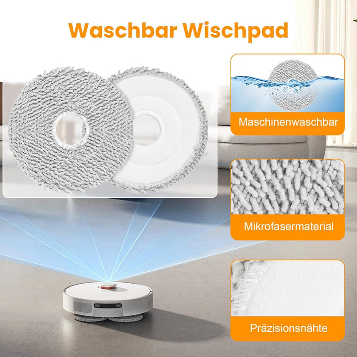 27 Stück Zubehör-Set für Xiaomi X20+ / X10 Plus Saugroboter | 2 Hauptbürsten + 6 Staubbeutel + 6 Fil