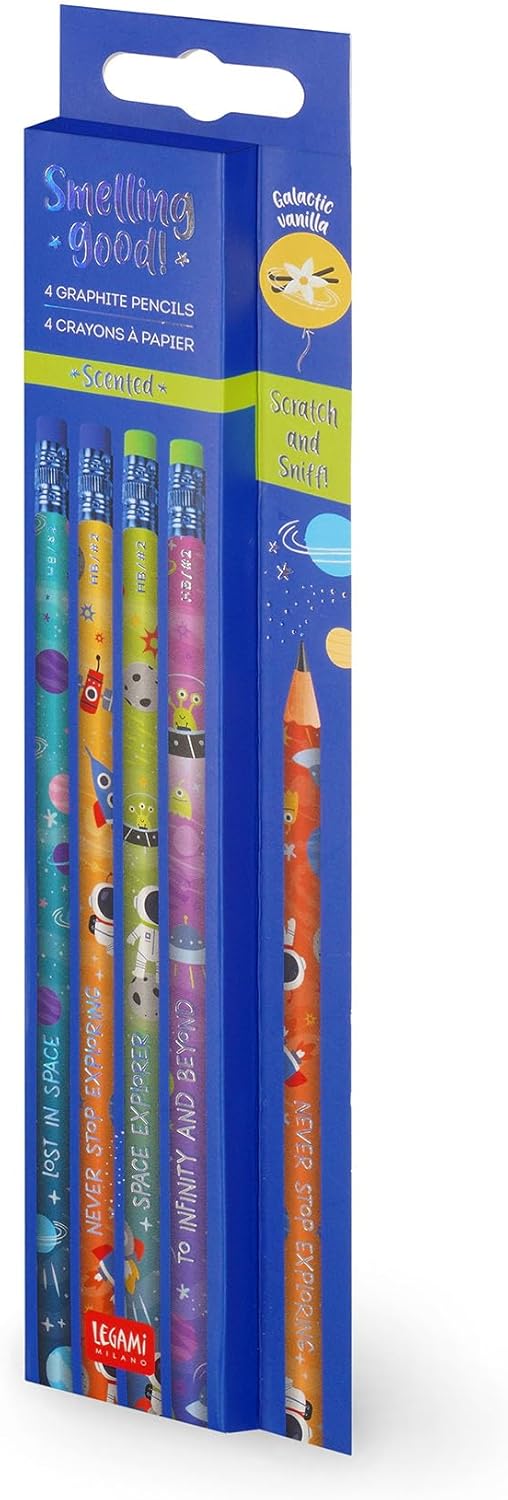 Legami - Set mit 4 duftenden HB-Bleistiften - Smelling Good, Duft von Erdbeere, Details aus Folie, m