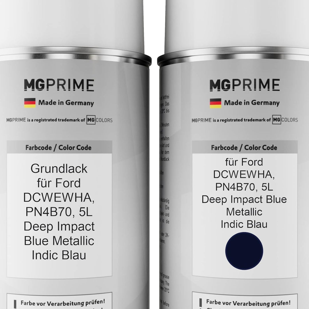 MG PRIME Autolack Sprühdosen Set für Ford DCWEWHA / PN4B70 / 5L Deep Impact Blue Metallic/Indic Blau