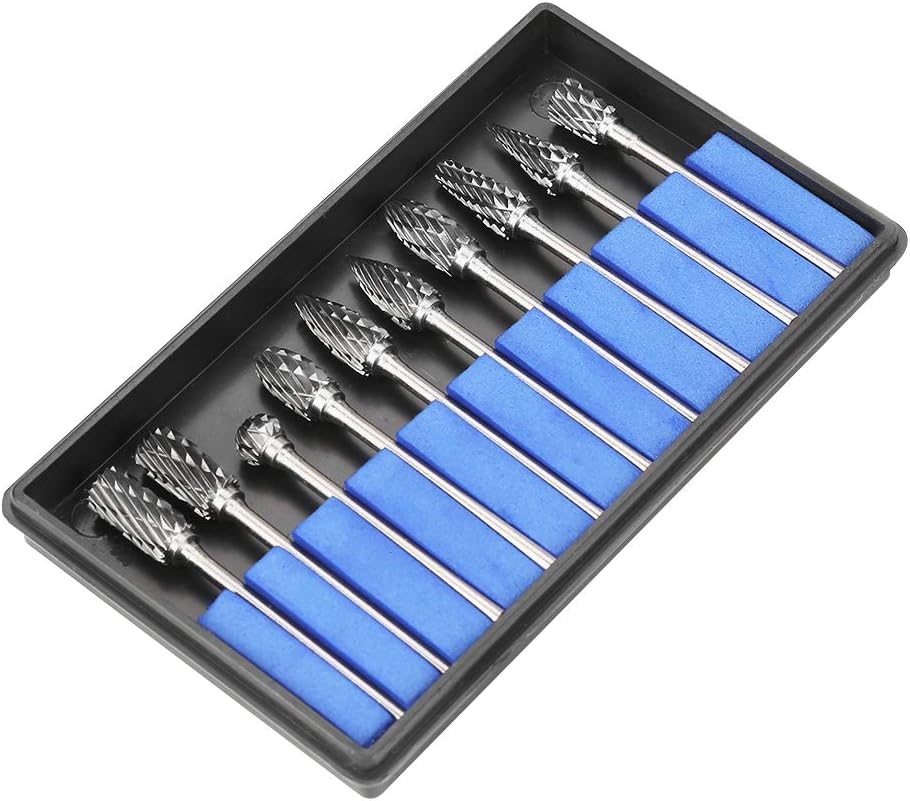 10 Stück Hartmetall Rotations Bits 2,35 mm Schaft Drehfeile Hartmetall Frässtifte Set Werkzeuge für